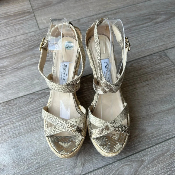 Jimmy  Choo Snakeskin Espadrilles Wedge Sandals - Picture 3 of 16